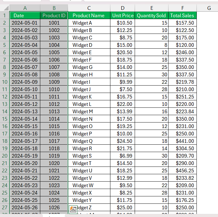 Set Print Area in Excel