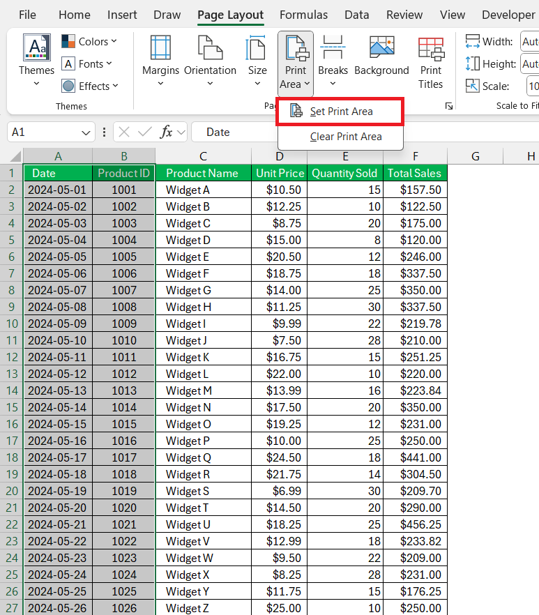 Print the Selected Area Using Macros In Excel