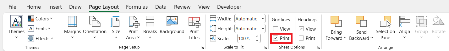 Set Print Area in Excel
