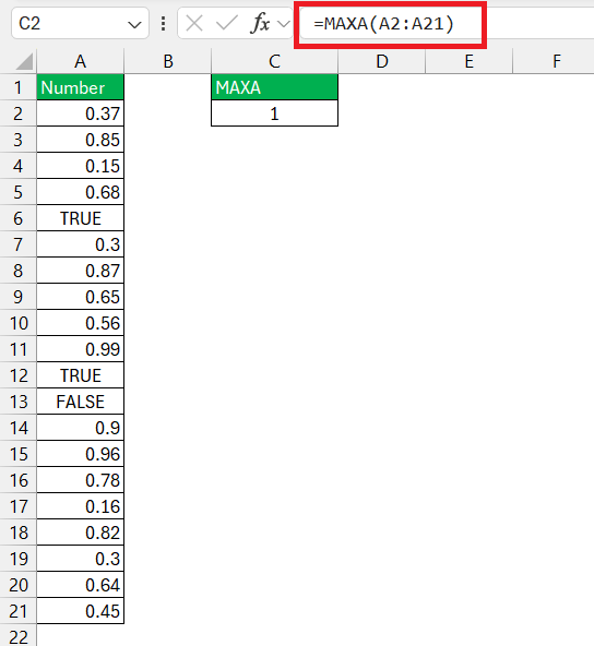 MAXA Function