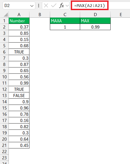 MAXA Function
