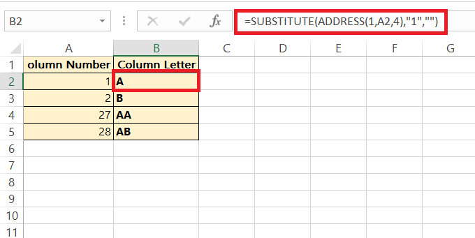 Column Numbers to Letters