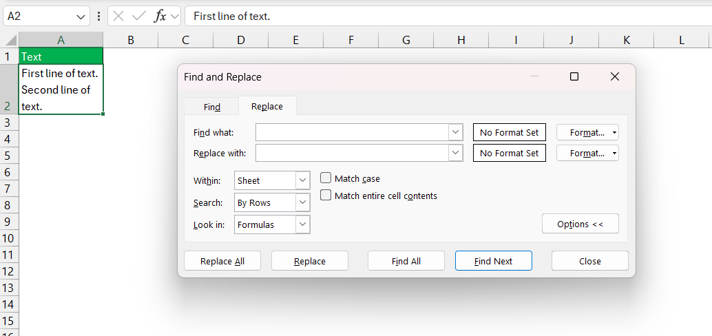 remove line break in excel