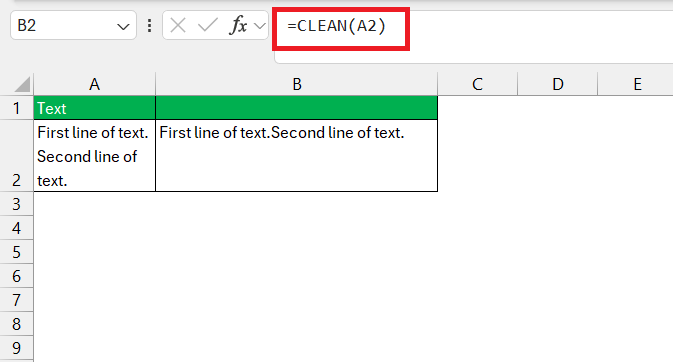 remove line break in excel