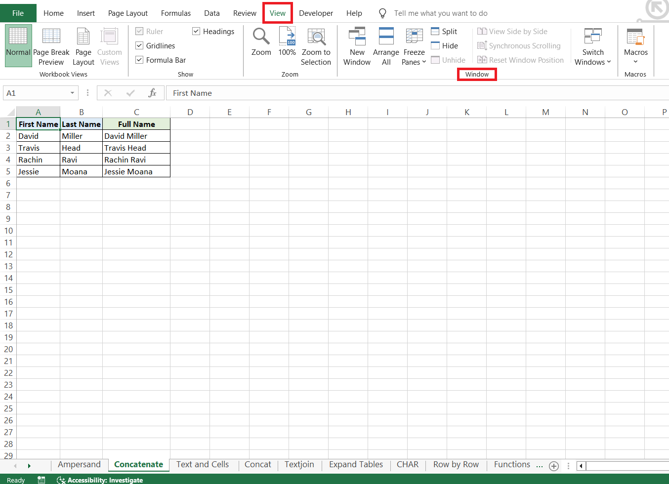 View Sheets Side by Side