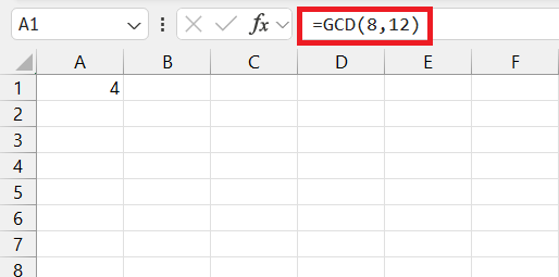 Greatest Common Divisor in Excel