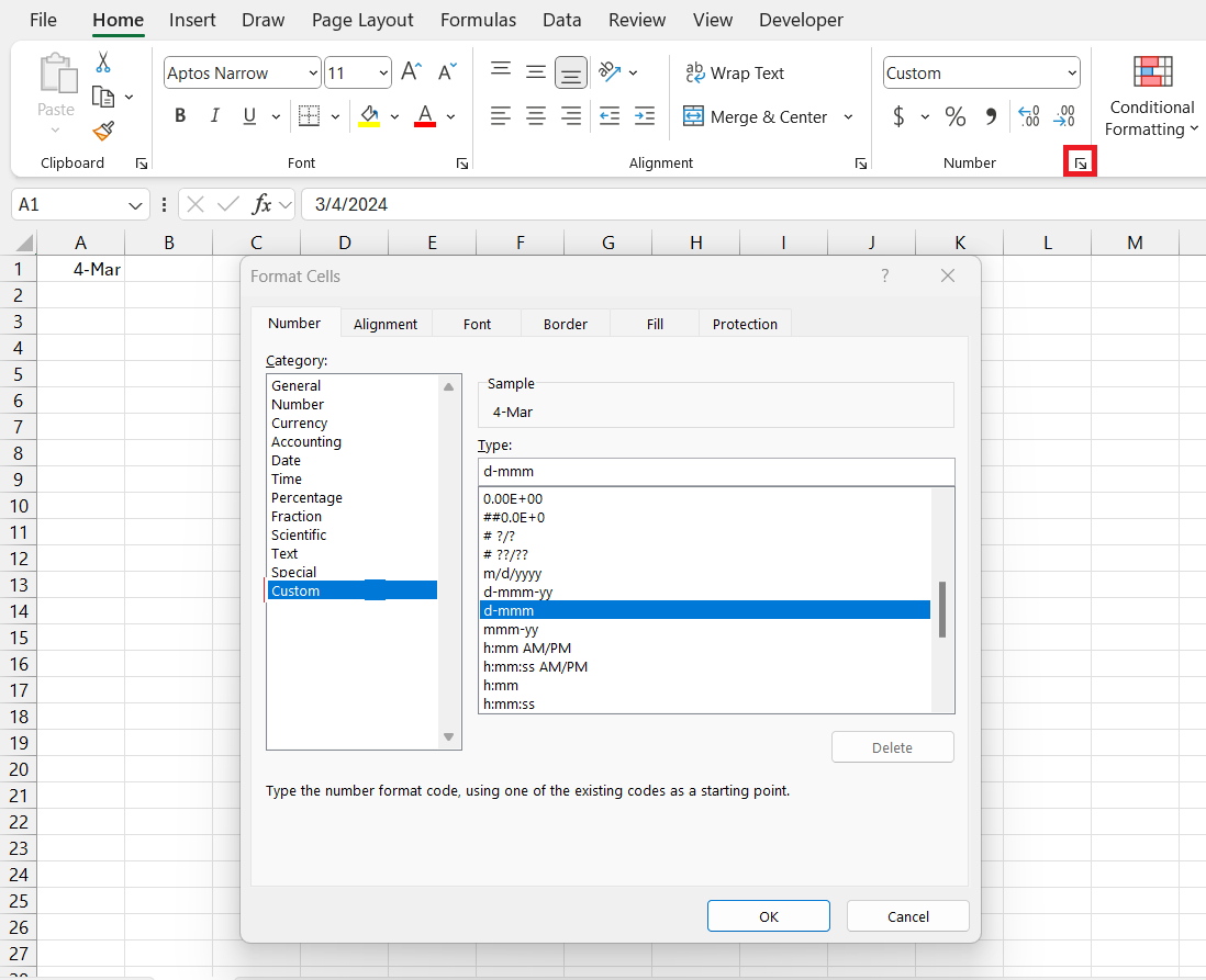 Date Format in Excel