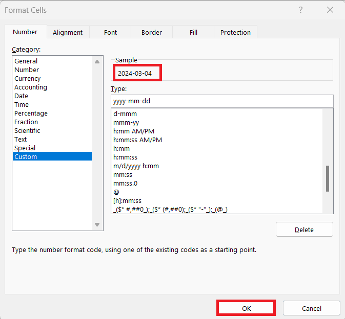 Date Format in Excel