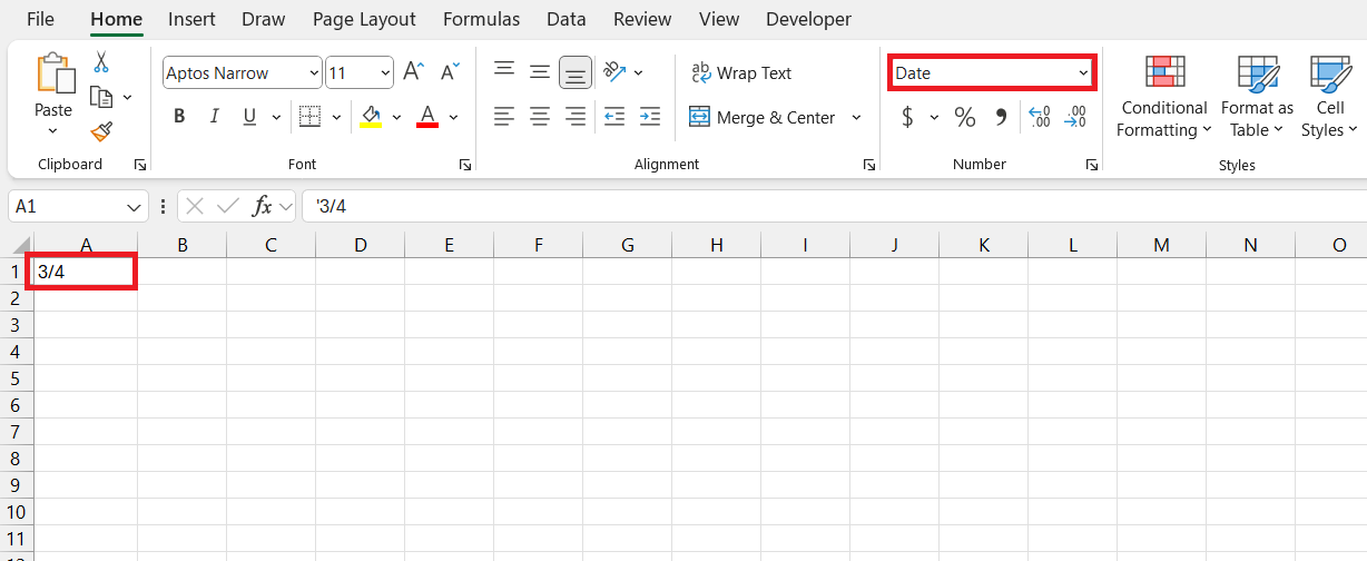 Date Format in Excel