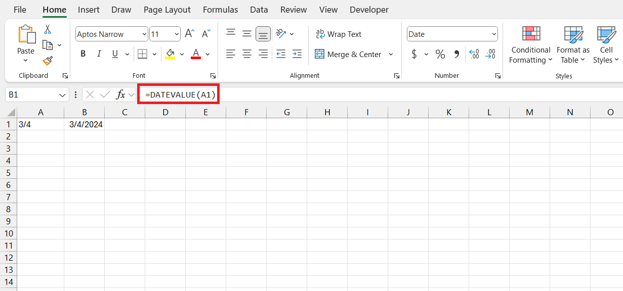 Date Format in Excel