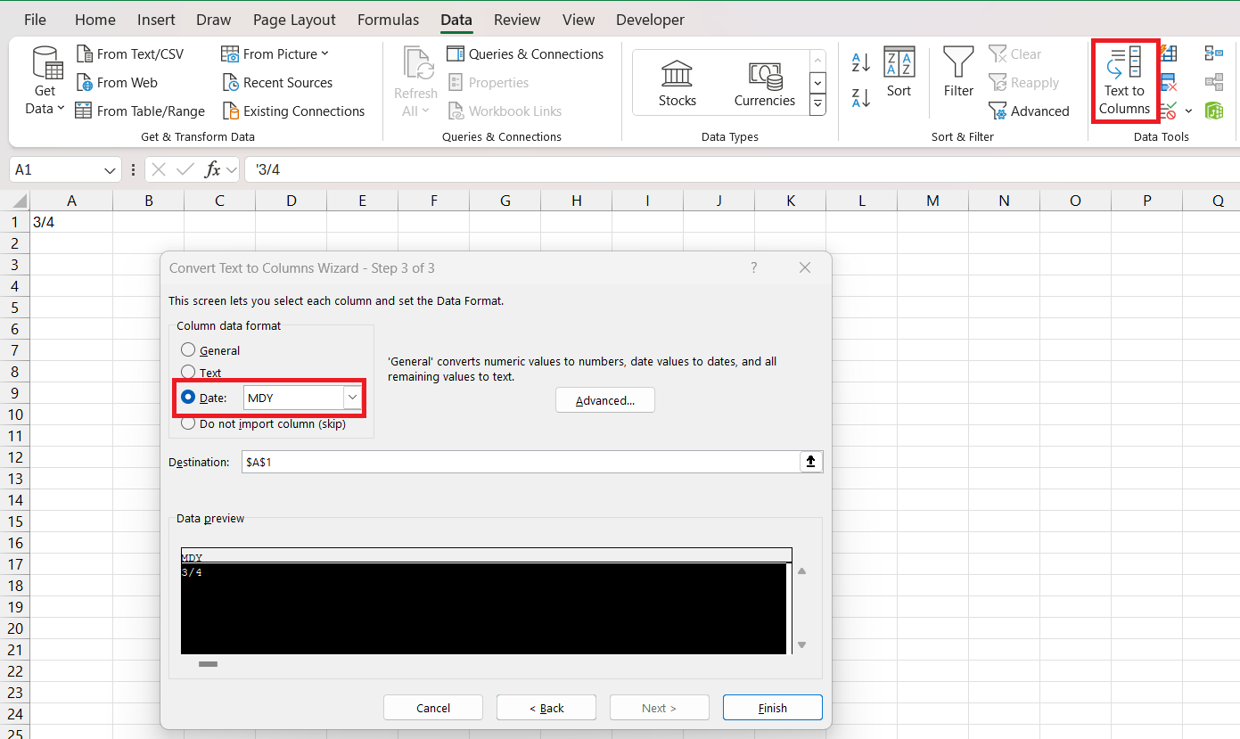 Date Format in Excel