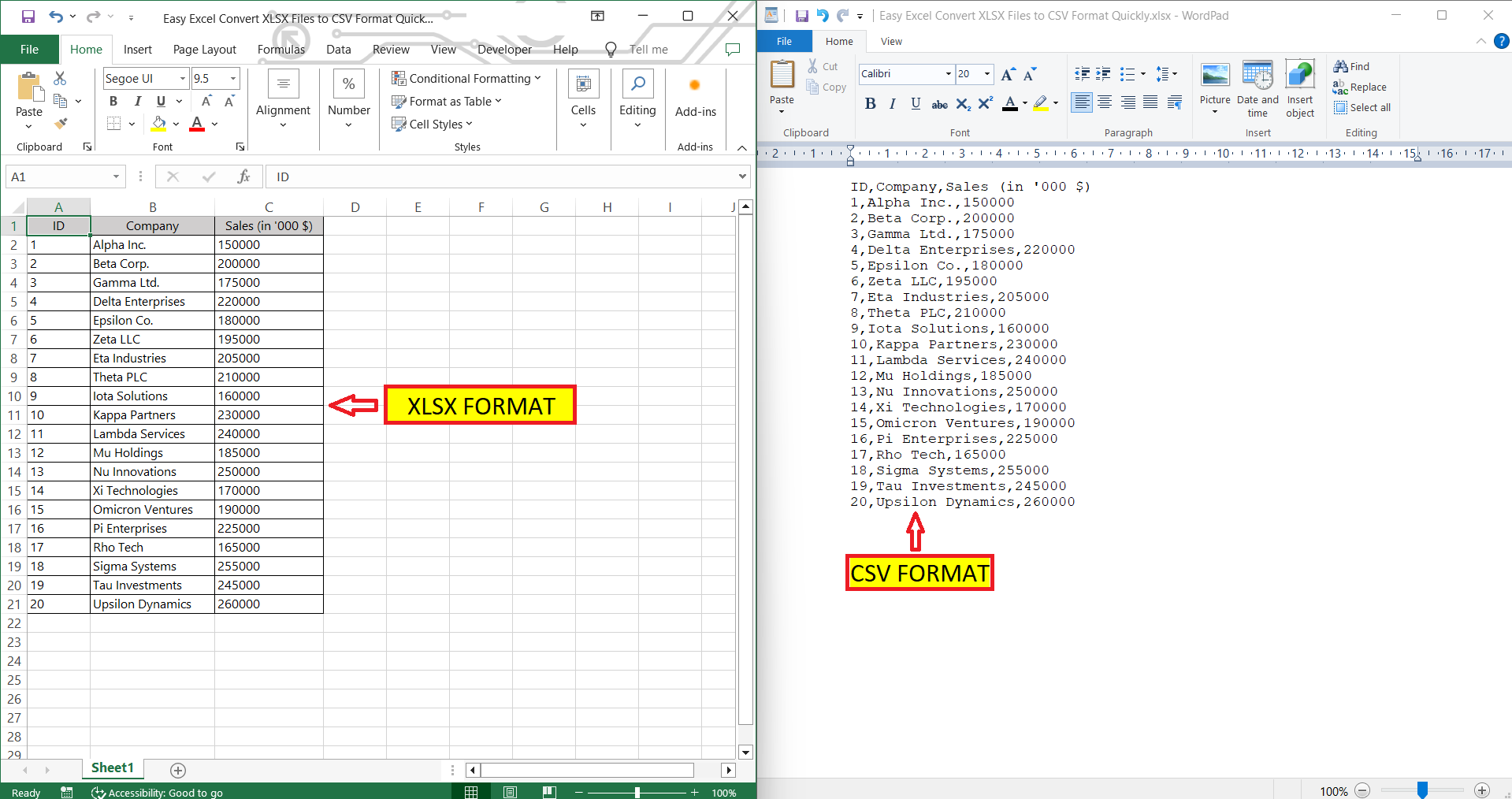 XLSX to CSV