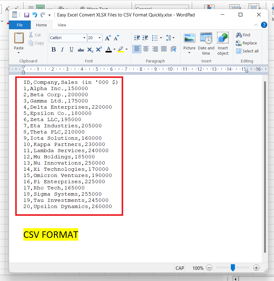 XLSX to CSV