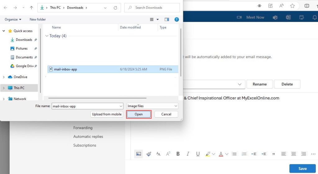 Signature in outlook