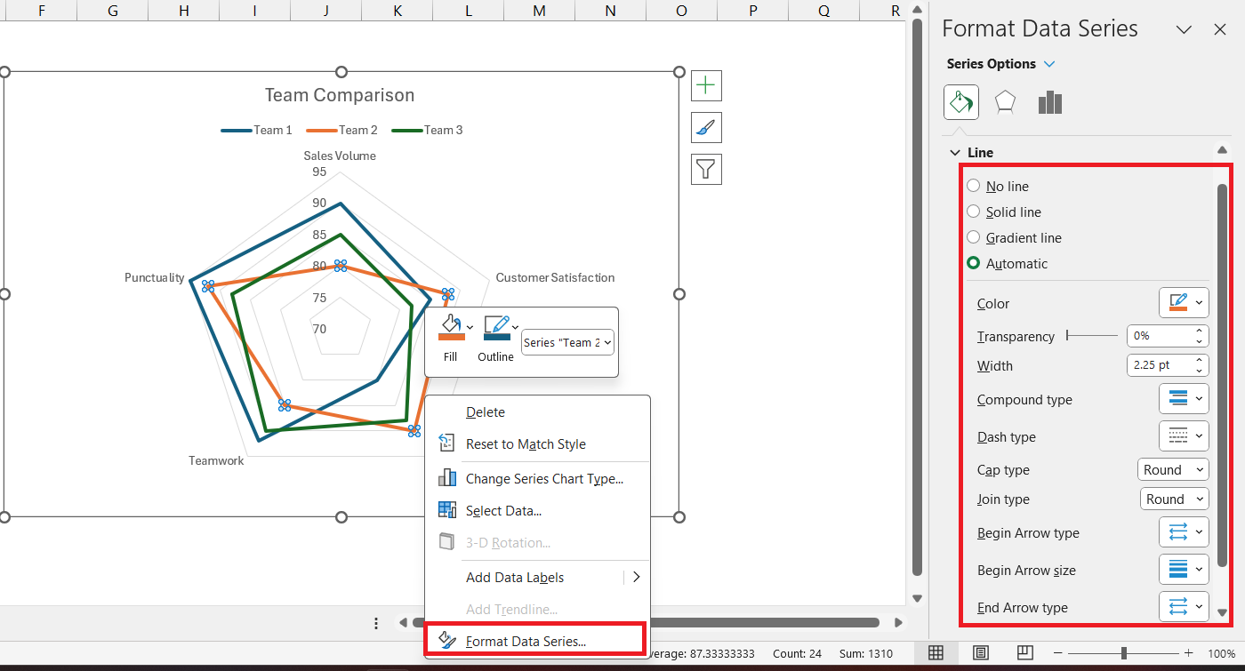 Radar Chart in Excel