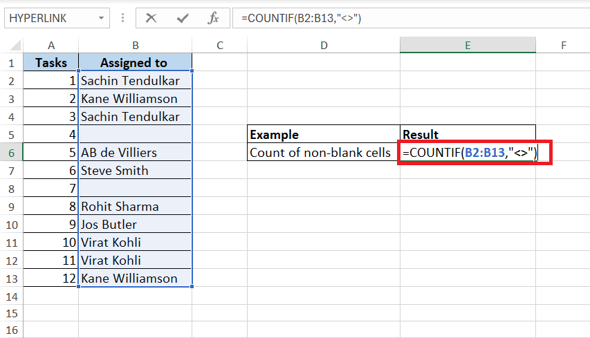 Countif Not Blank