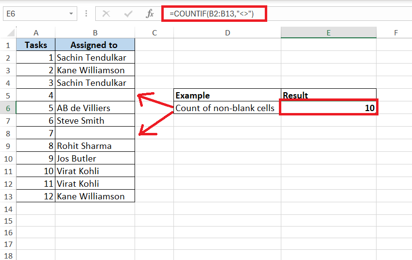 Countif Not Blank