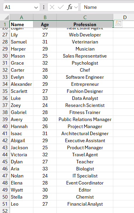 Freeze Panes in Excel