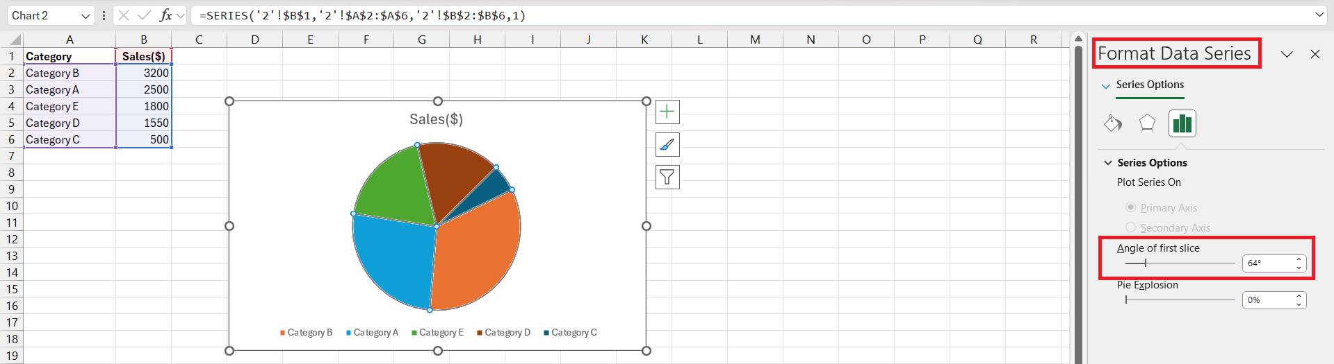 Draw a Pie Chart in Excel