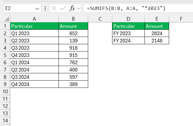 wildcard in excel