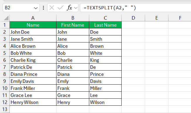 split text in excel