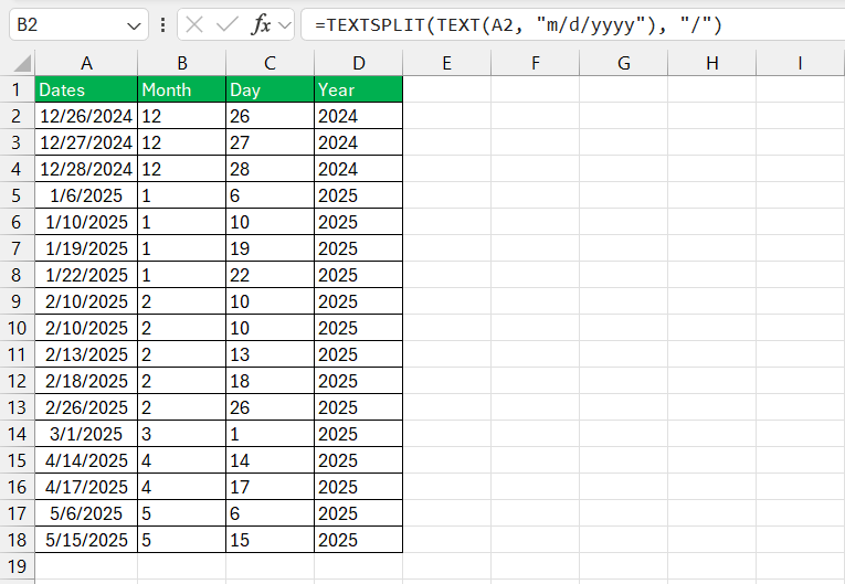 split text in excel