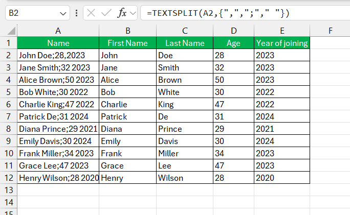 split text in excel