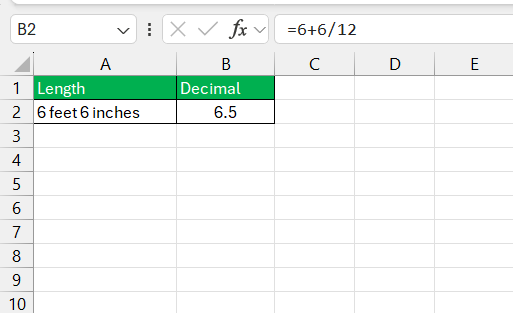 Inches to Decimal