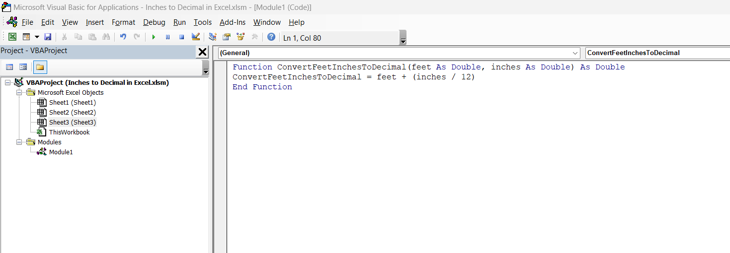 Inches to Decimal in Excel