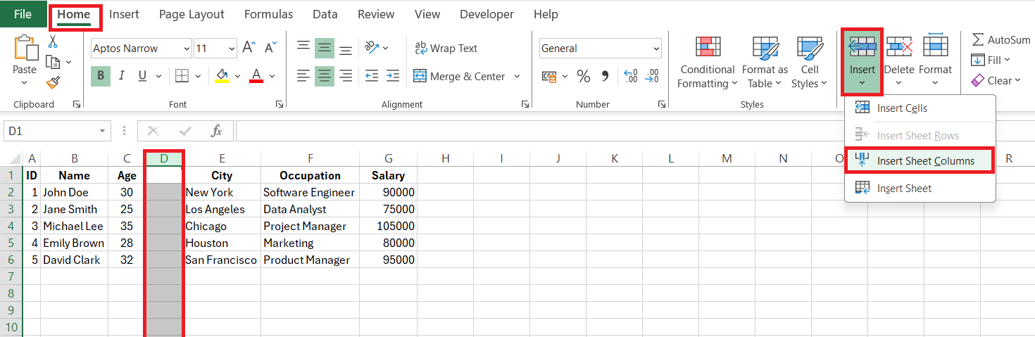 How to Add Columns in Excel