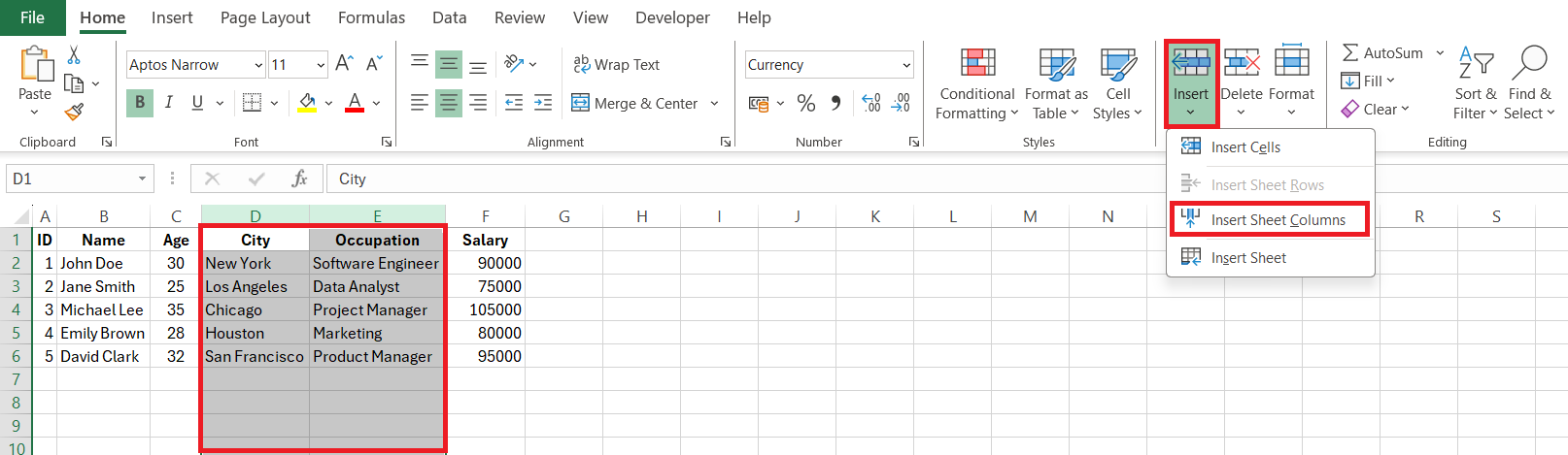 How to Add Columns in Excel