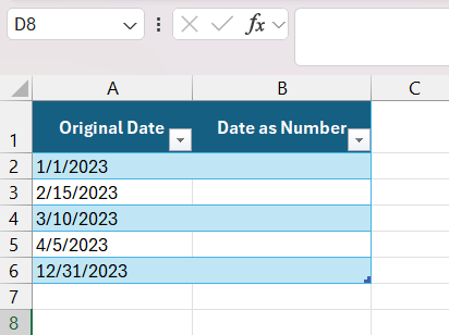 date as a number