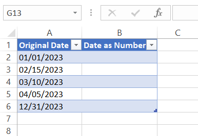 date as a number