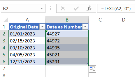 date as a number