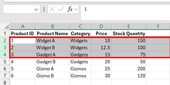 Deleting Rows in Excel