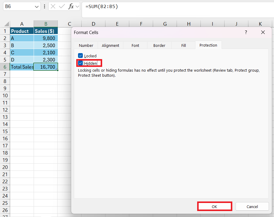 How to Hide a Formulas in Excel