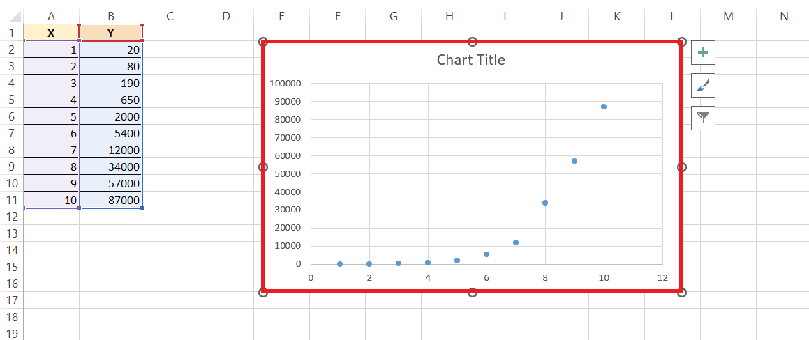 semi log graph in excel