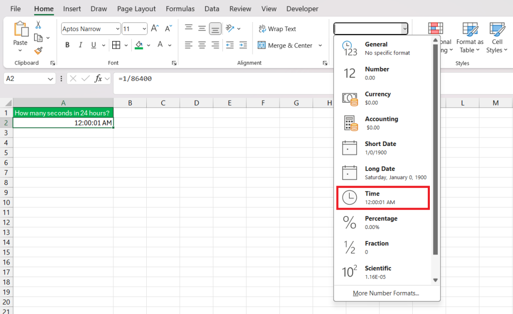How to Calculate how many seconds in 24 hour duration in Excel ...