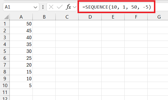 SEQUENCE Function in Excel