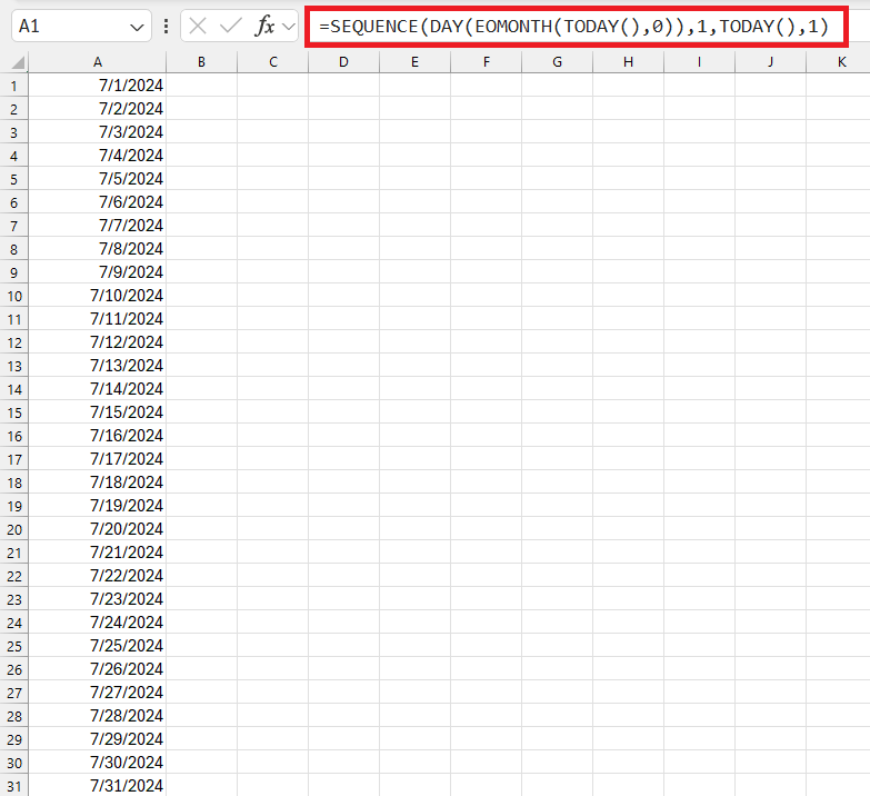 SEQUENCE Function in Excel