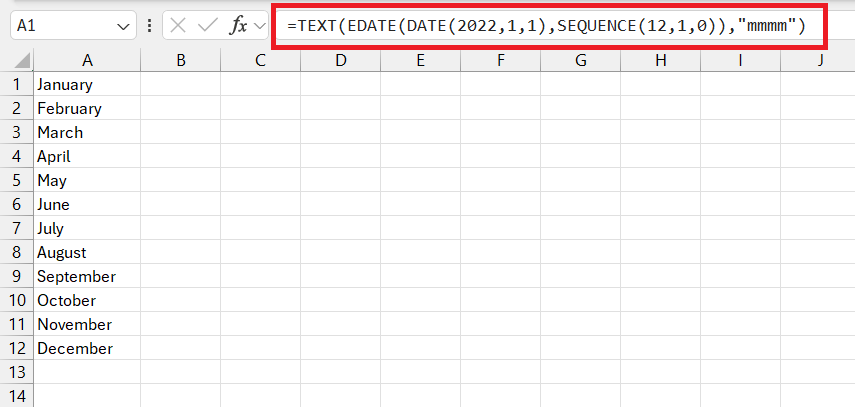 SEQUENCE Function in Excel