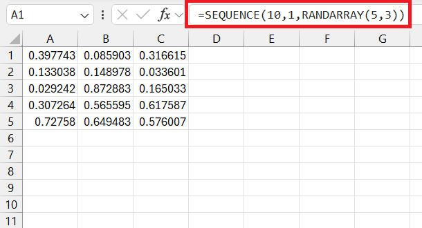 SEQUENCE Function in Excel