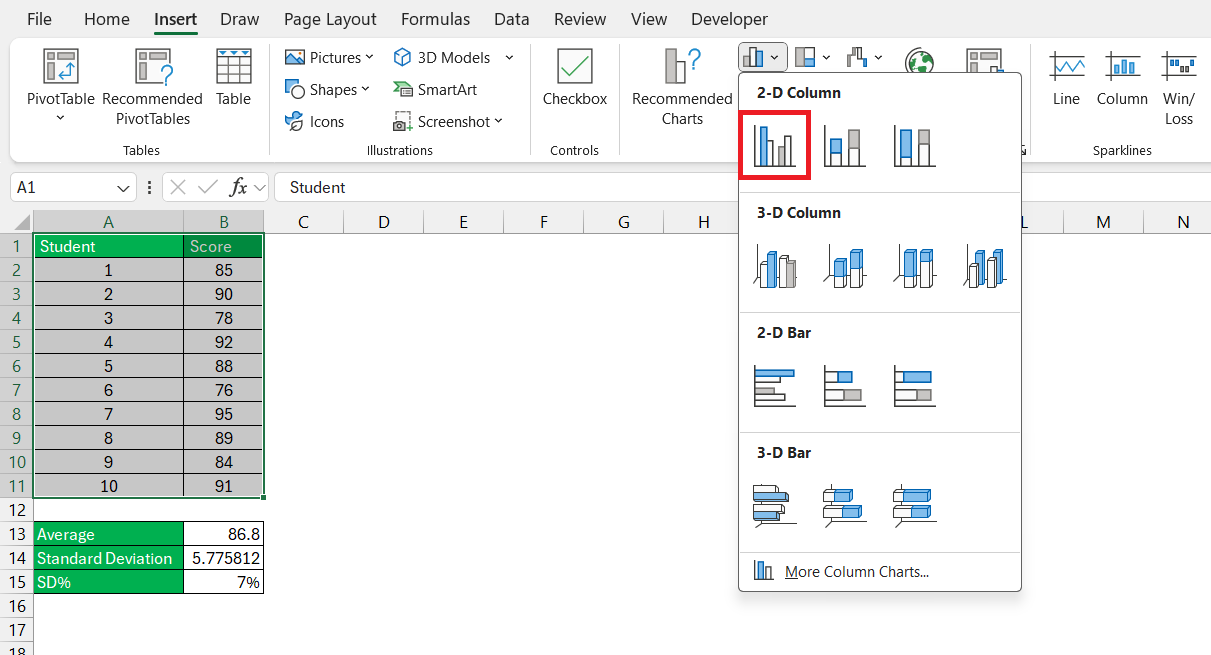 Standard Deviation as a Percentage in Excel