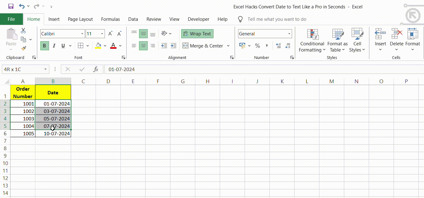 How to Convert Date to Text in Seconds in Excel | MyExcelOnline