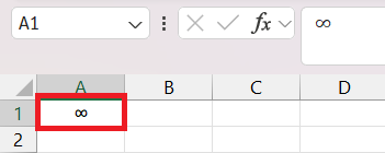 Infinity Symbol in Excel