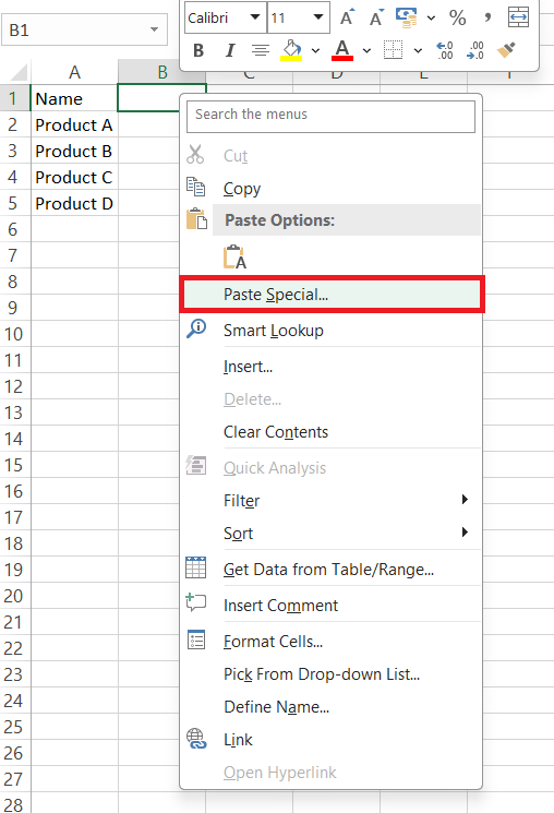 Convert Columns to Rows in Excel