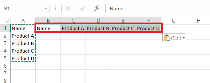 Convert Columns to Rows in Excel