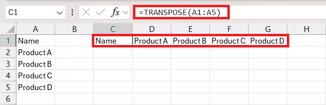 Convert Columns to Rows in Excel