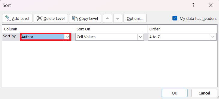 sort numbers in excel