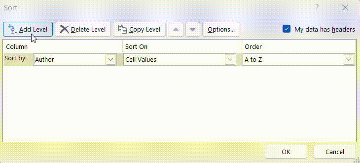 sort numbers in excel